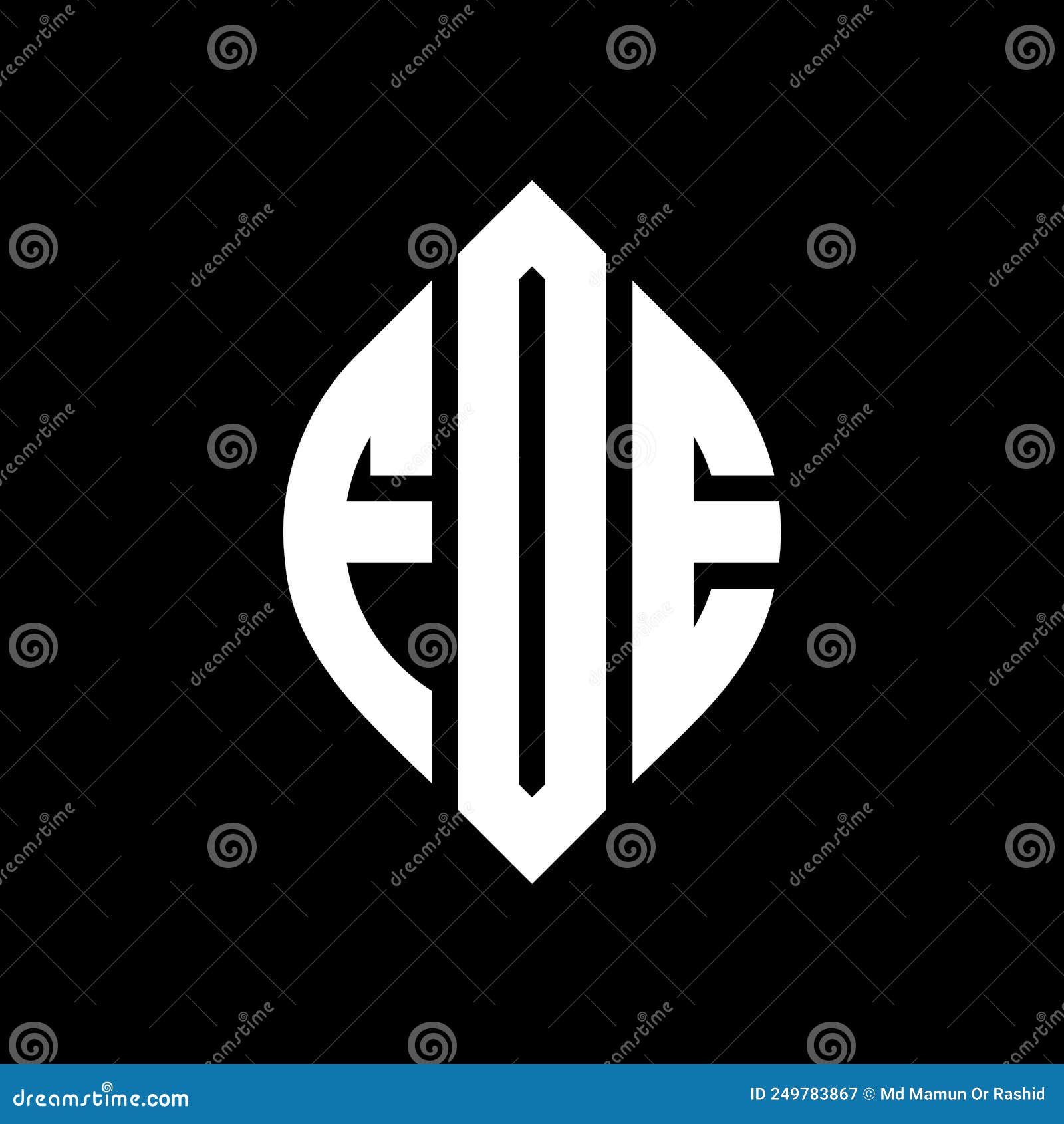 fde circle letter logo  with circle and ellipse . fde ellipse letters with typographic style. the three initials form a