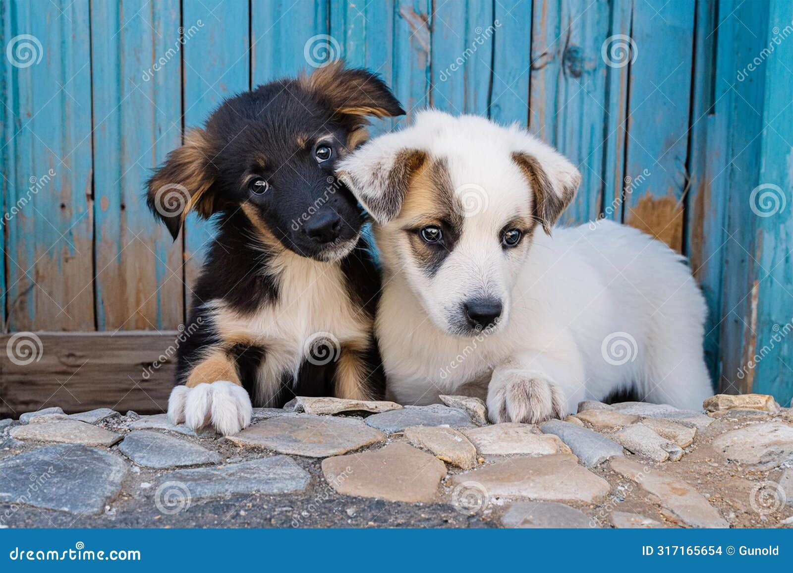 fearful puppies cuddle each other looking for protection