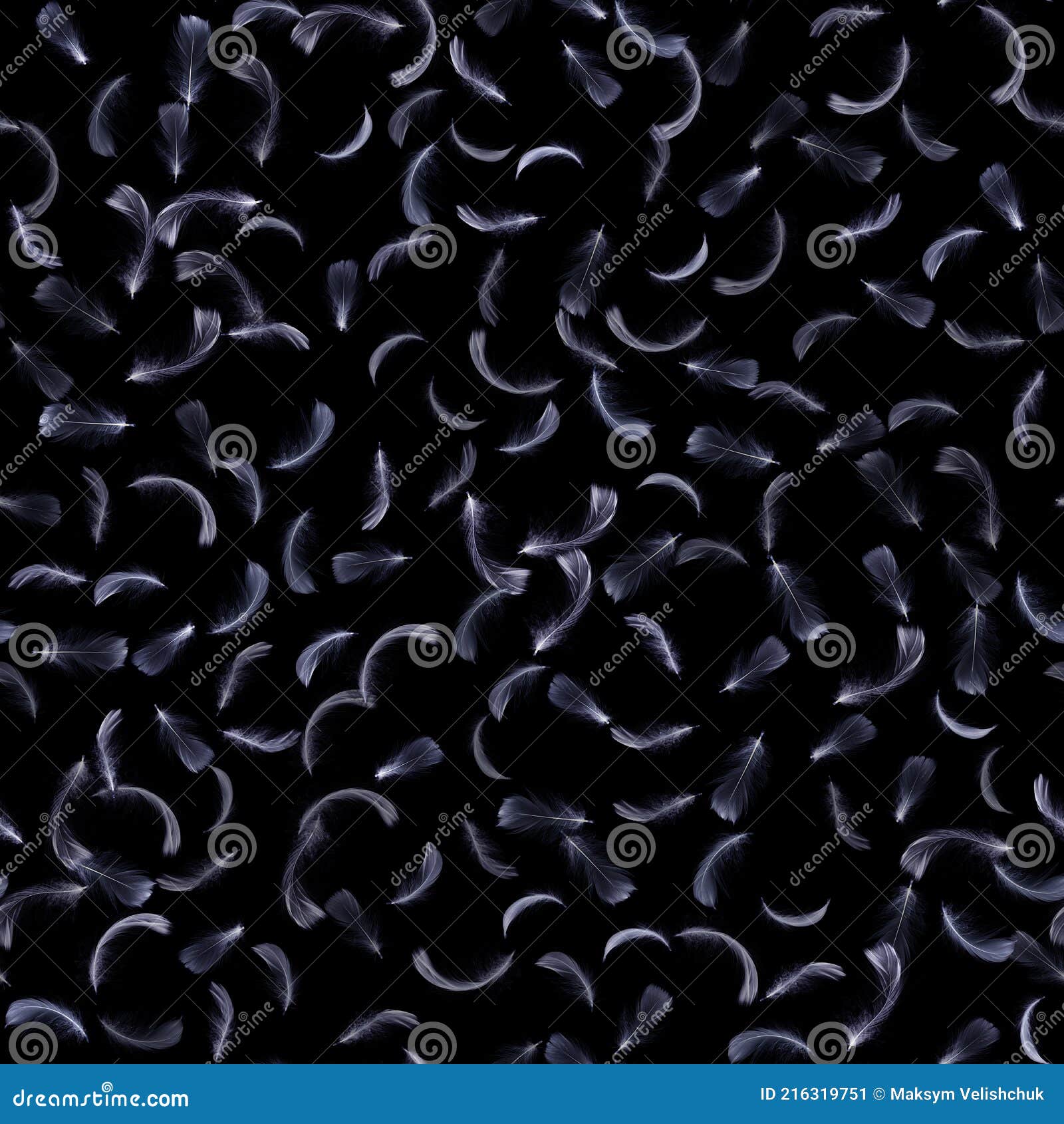 Feather Fly Seamless Pattern. Nature Abstract Bird Feather Texture