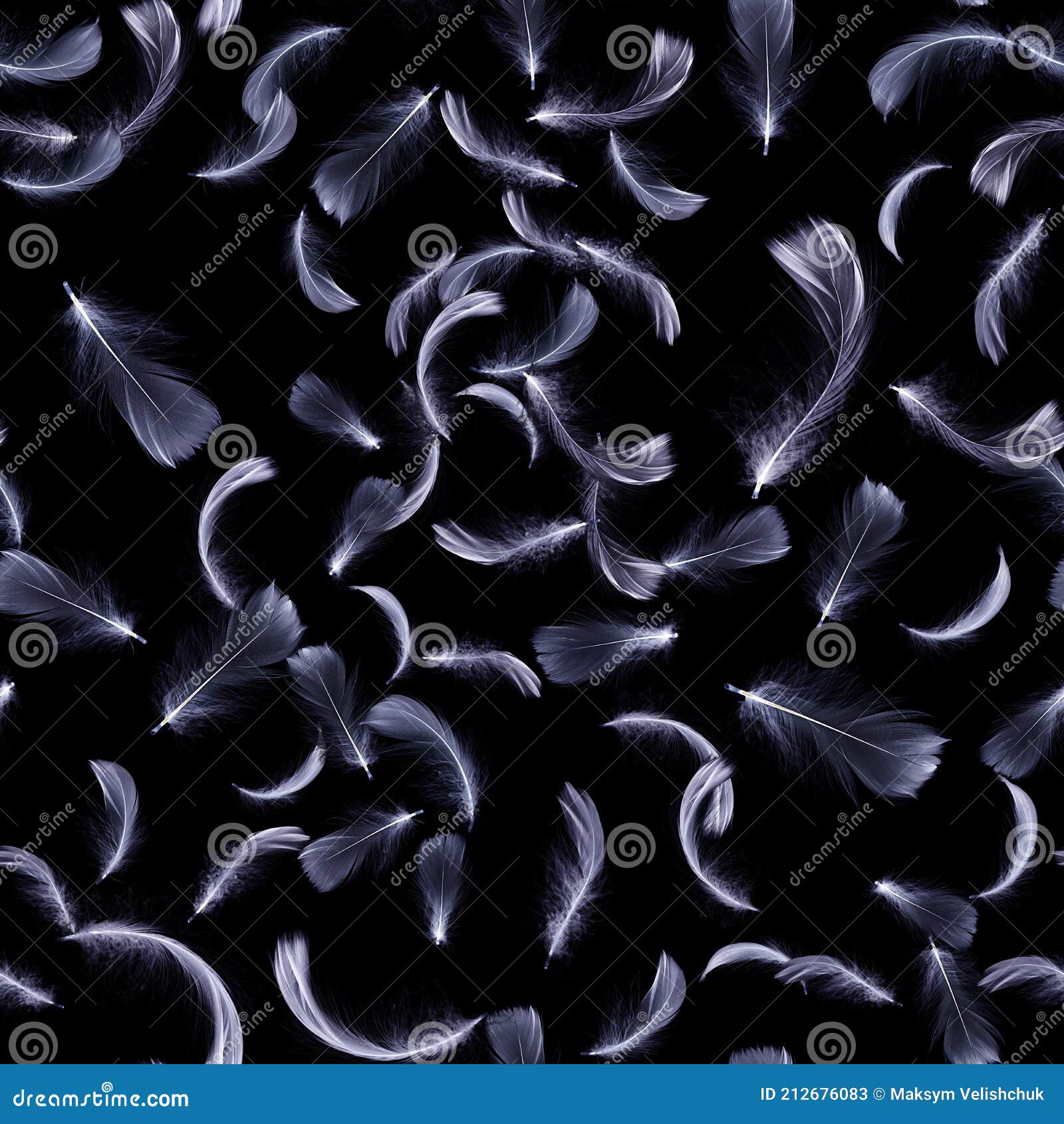 Feather Fly Seamless Pattern. Nature Abstract Bird Feather Texture