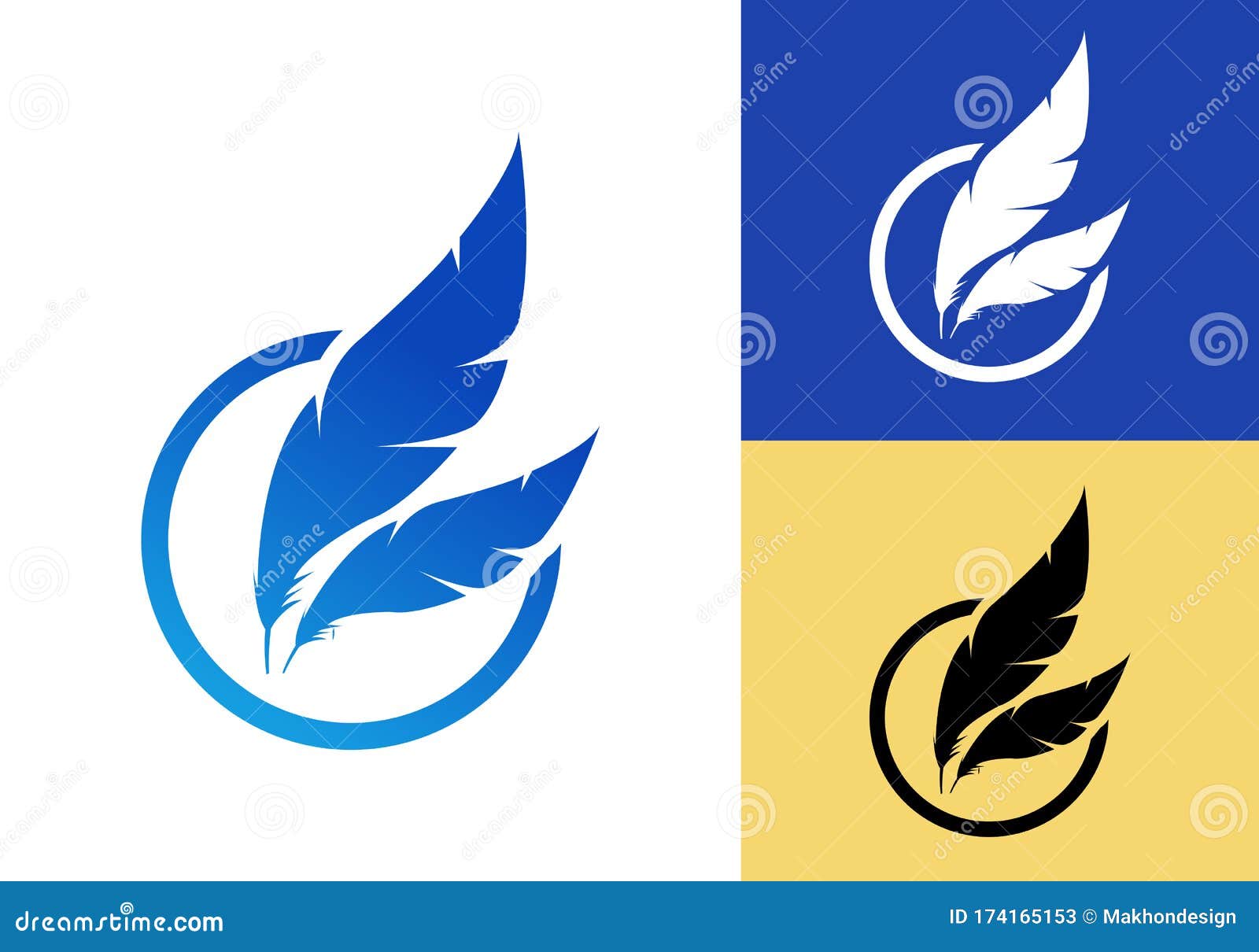 feather logo template, feather for a writer or publishers