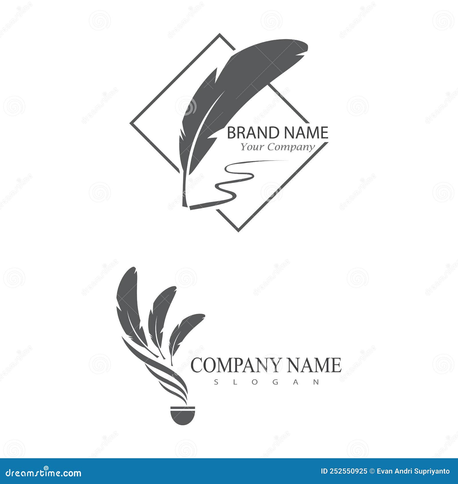 Feather Logo Vector Template Symbol Design Stock Vector - Illustration ...