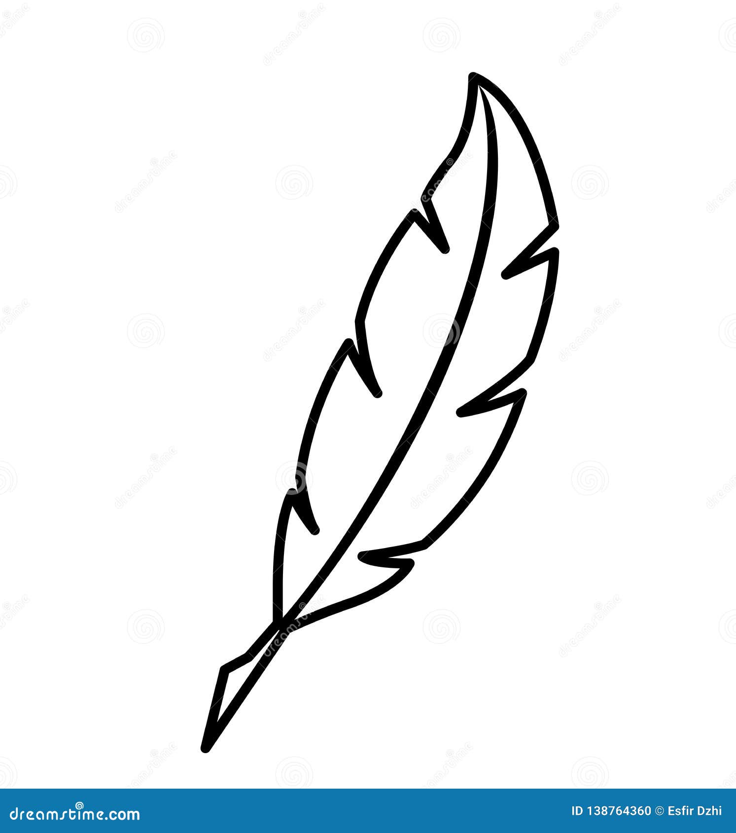 Feather Outline Pen Icon Silhouette Vector Illustration Isolated on ...