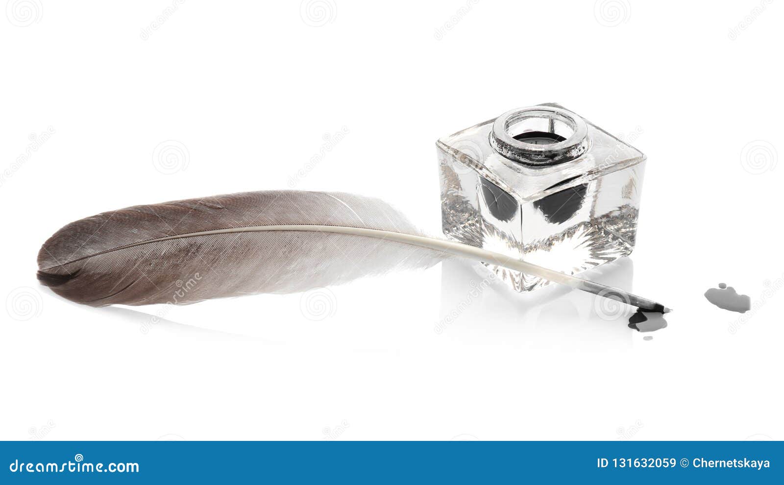 Feather pen and inkwell stock image. Image of dirty 131632059