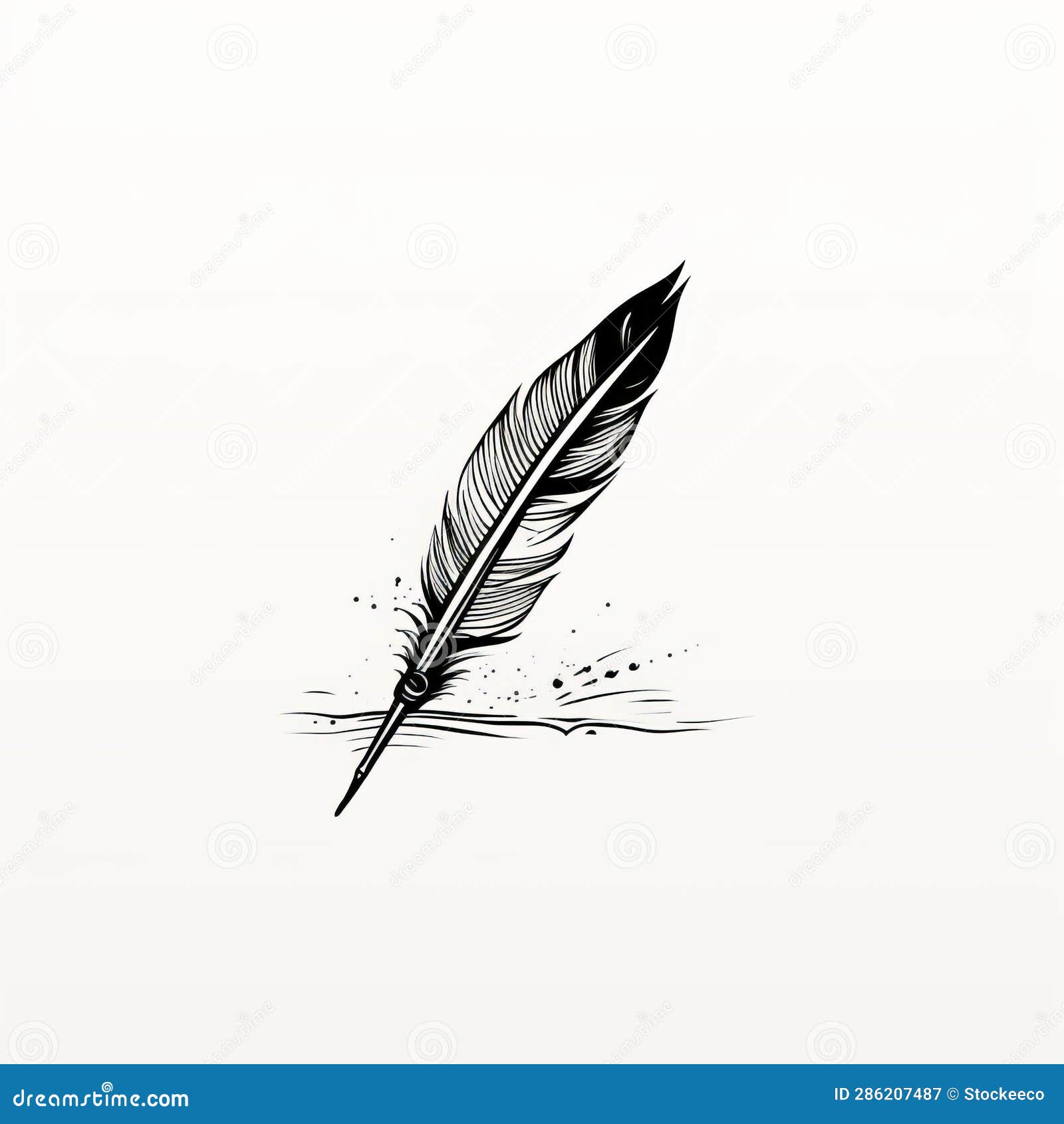 feather quill: handdrawn  in gabriel pacheco style