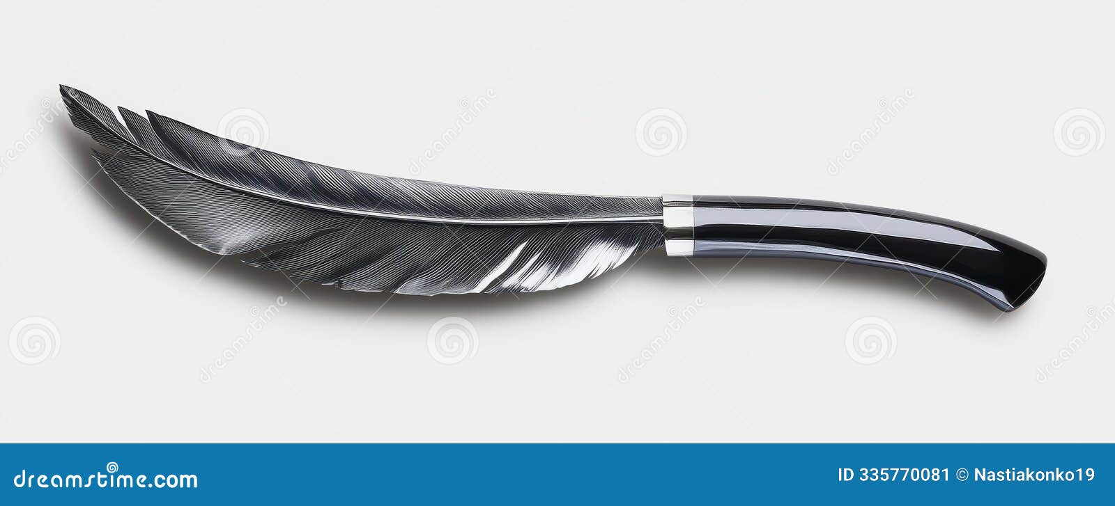 feather d knife on white background, elegant  concept