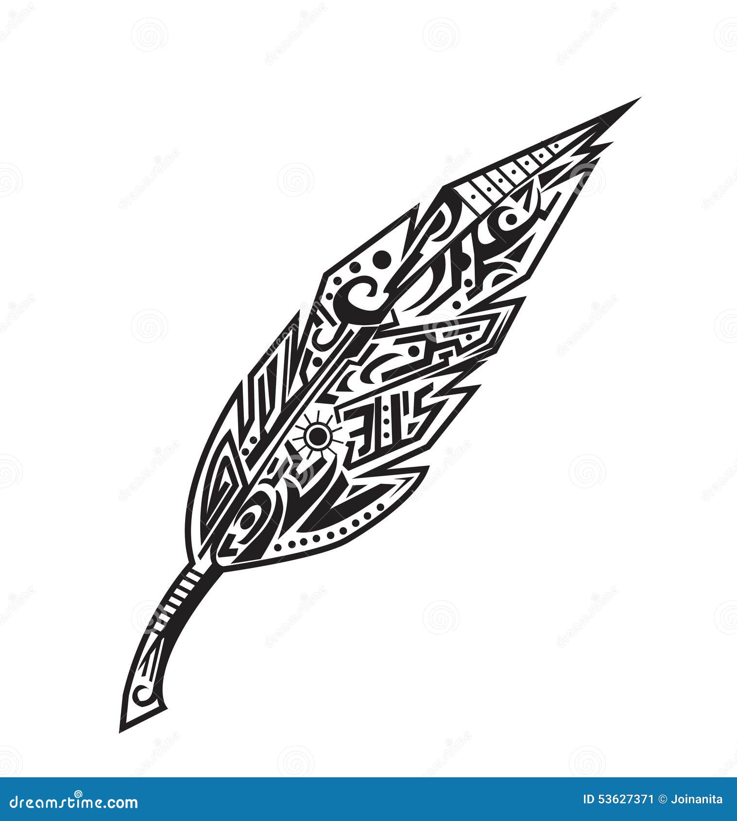 Black and white feather tattoo design on Craiyon