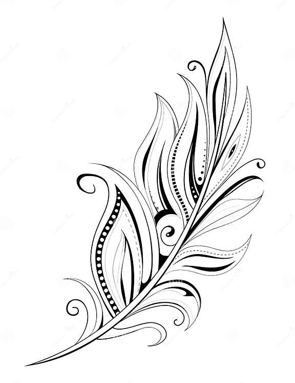 Feather tattoo stock vector. Illustration of pattern - 58667992