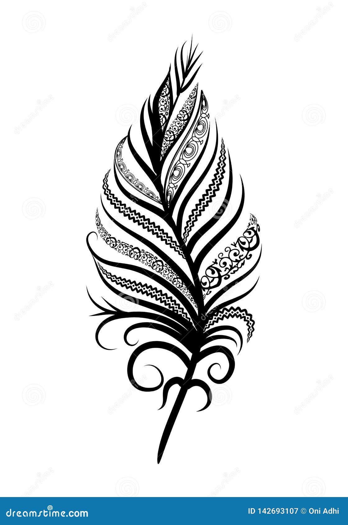 feather traditonal ornament tattoo