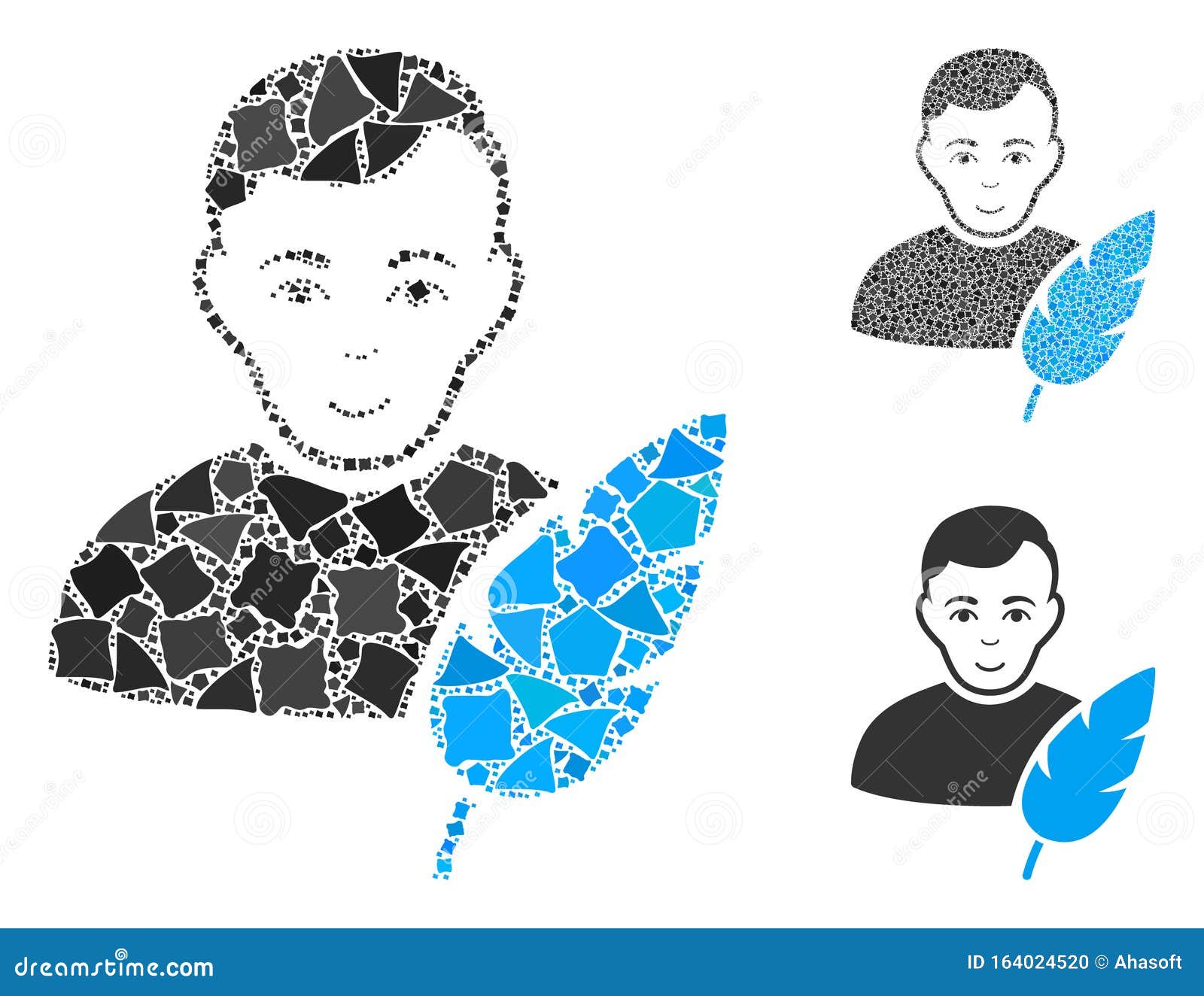 feather writer mosaic icon of irregular parts