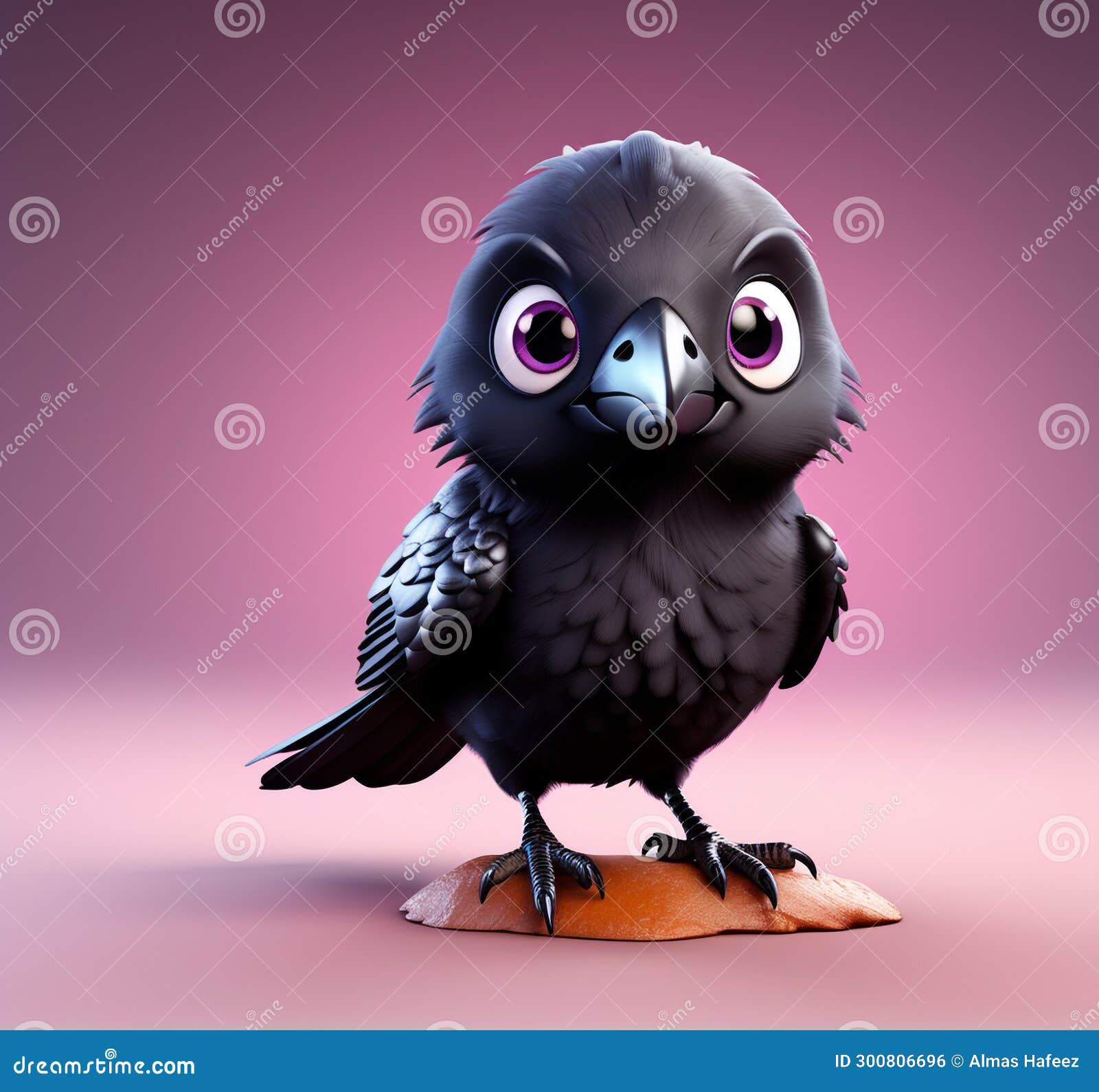 feathered friend: 3d  of a cute crow