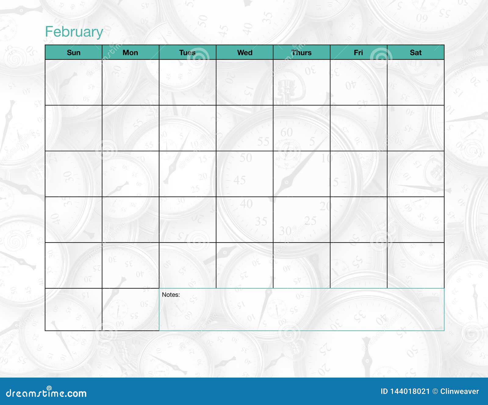 February Blank Calendar Stock Illustration Illustration Of Document