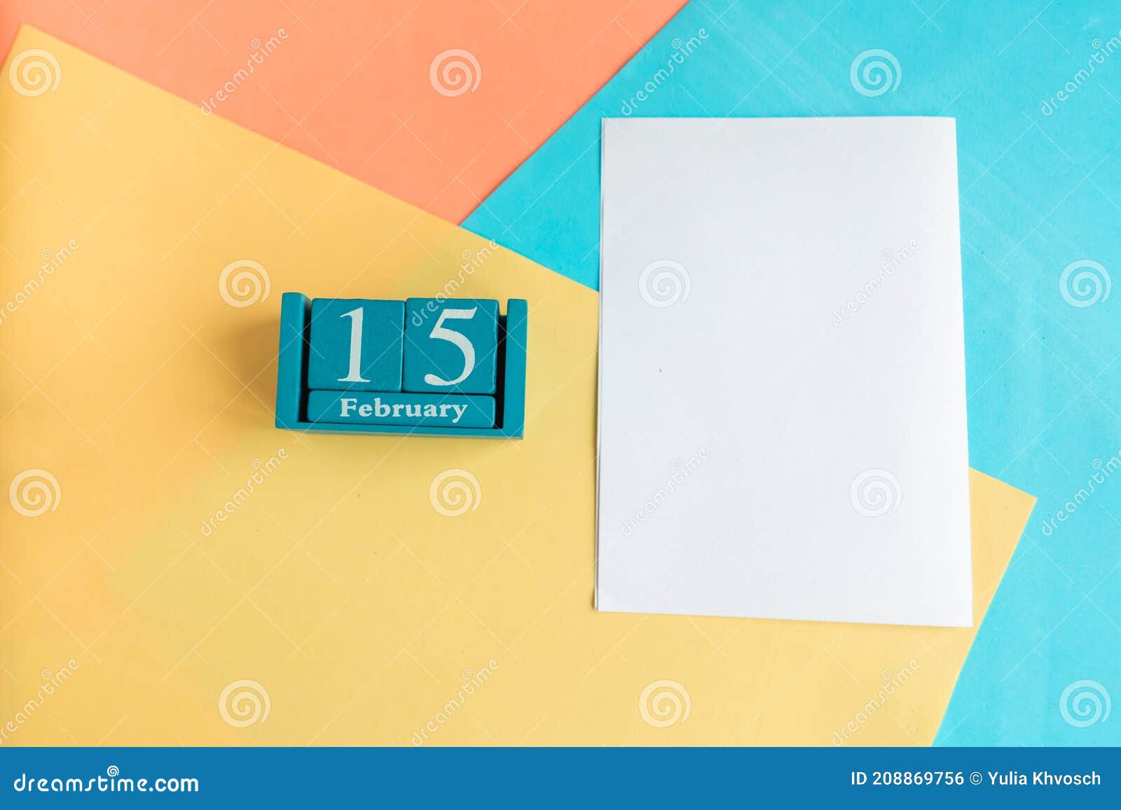 february 15 calendar and white mockup blank
