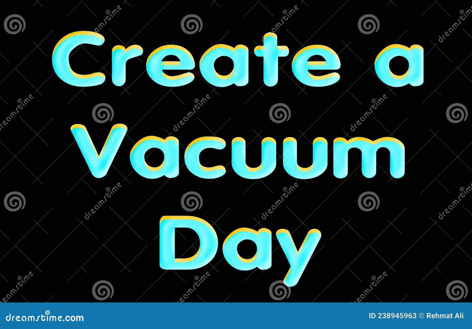 04 February Create a Vacuum Day, Shiny Text Effect, on Black Backgrand