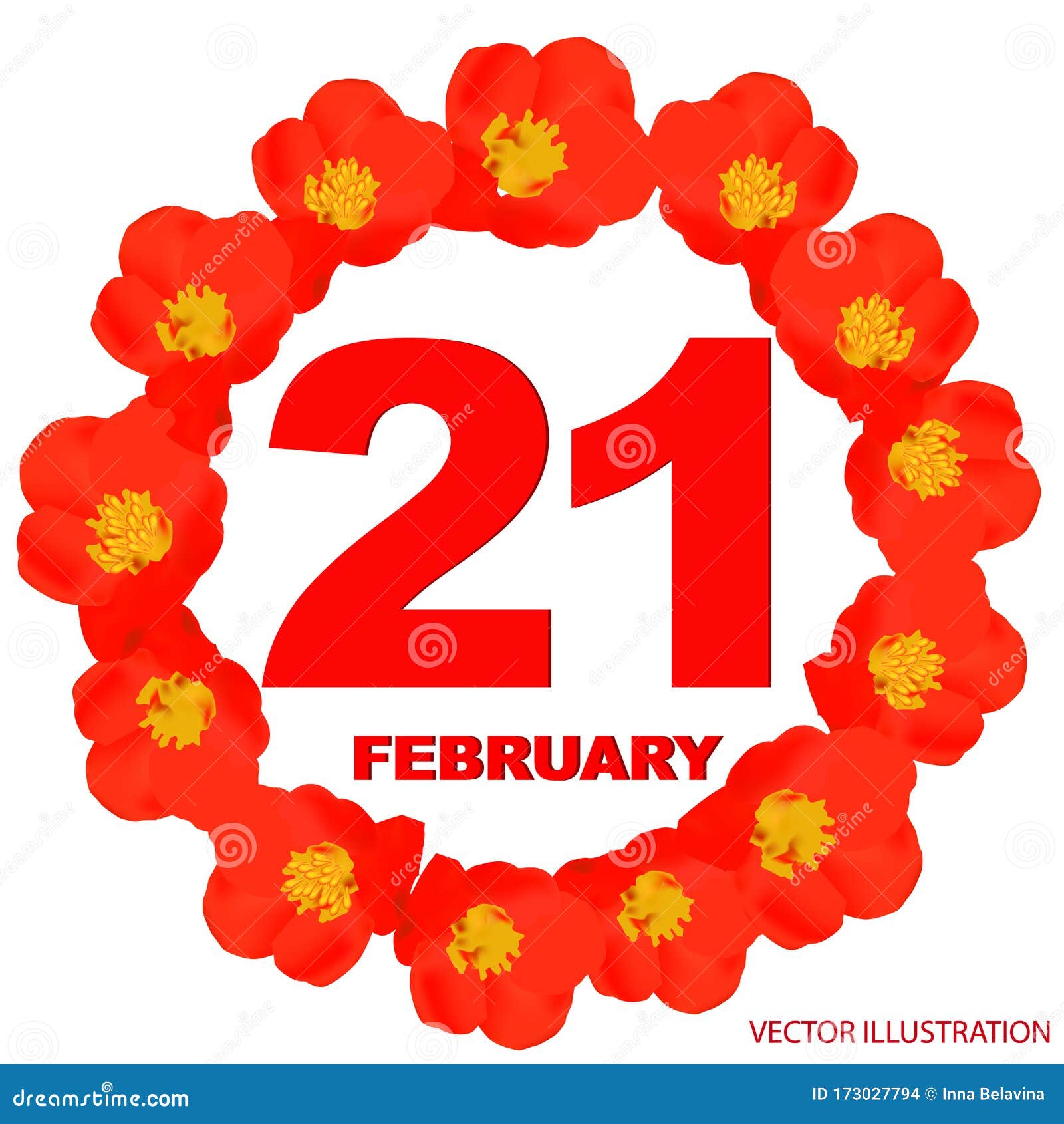 February 21 Icon. for Planning Important Day. Banner for Holidays. 21st