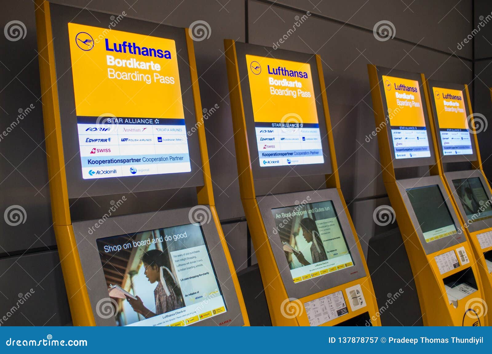 Lufthansa Check in Machines at the Checkin Counters at the Airport Editorial Photography