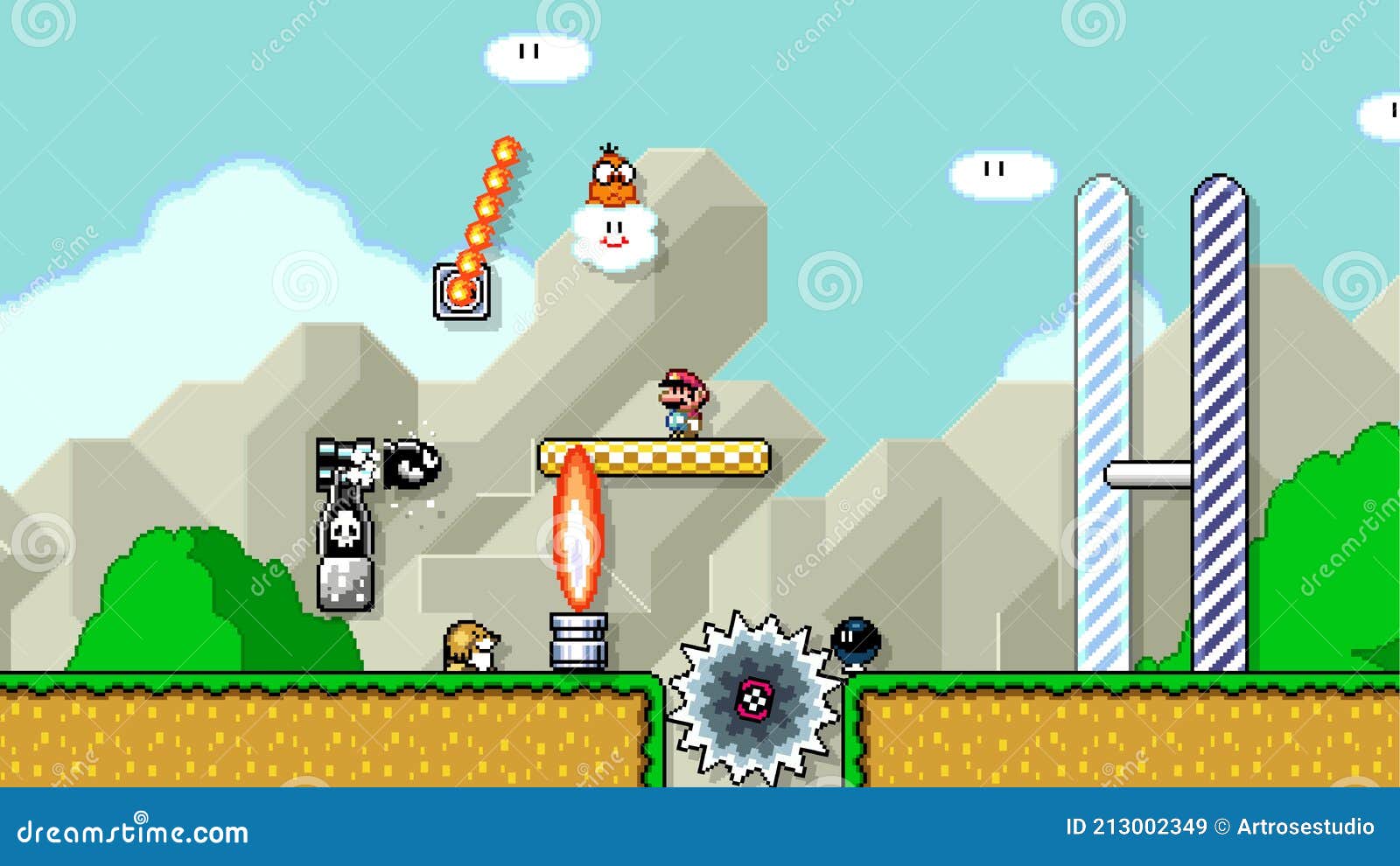 Mario at the End of Level, Art of Super Mario World Classic Video Game,  Pixel Design Vector Illustration Editorial Stock Image - Illustration of  editorial, gaming: 213002349