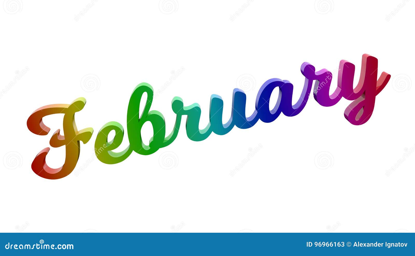 February month name handwritten calligraphic word bold font vector