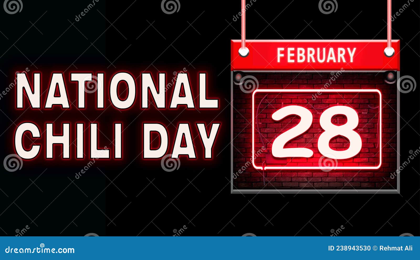 28 February, National Chili Day, Neon Text Effect on Black Background ...