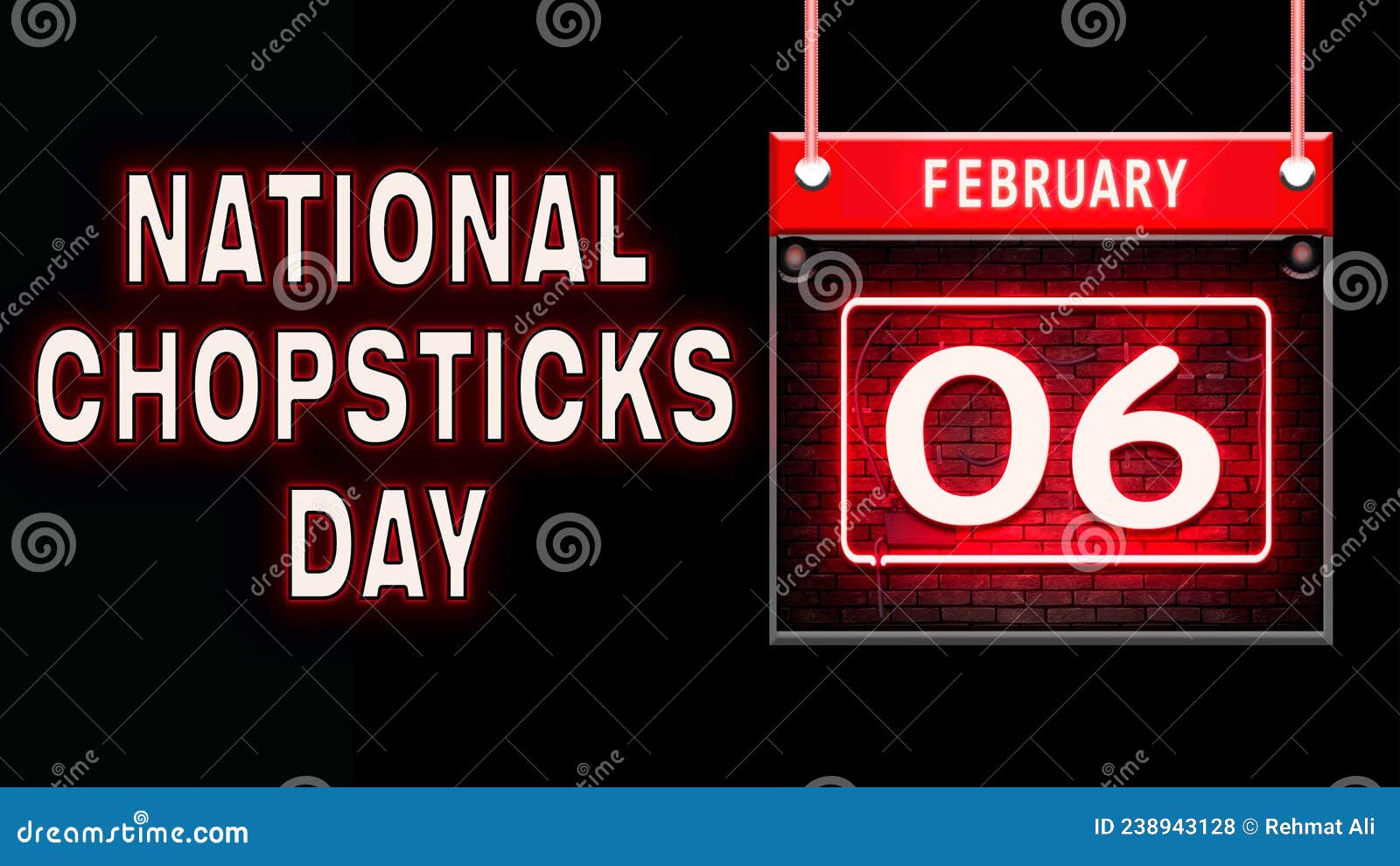 06 February, National Chopsticks Day, Neon Text Effect on Black ...