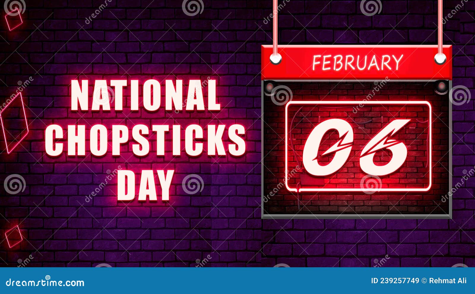 06 February, National Chopsticks Day, Neon Text Effect on Bricks ...