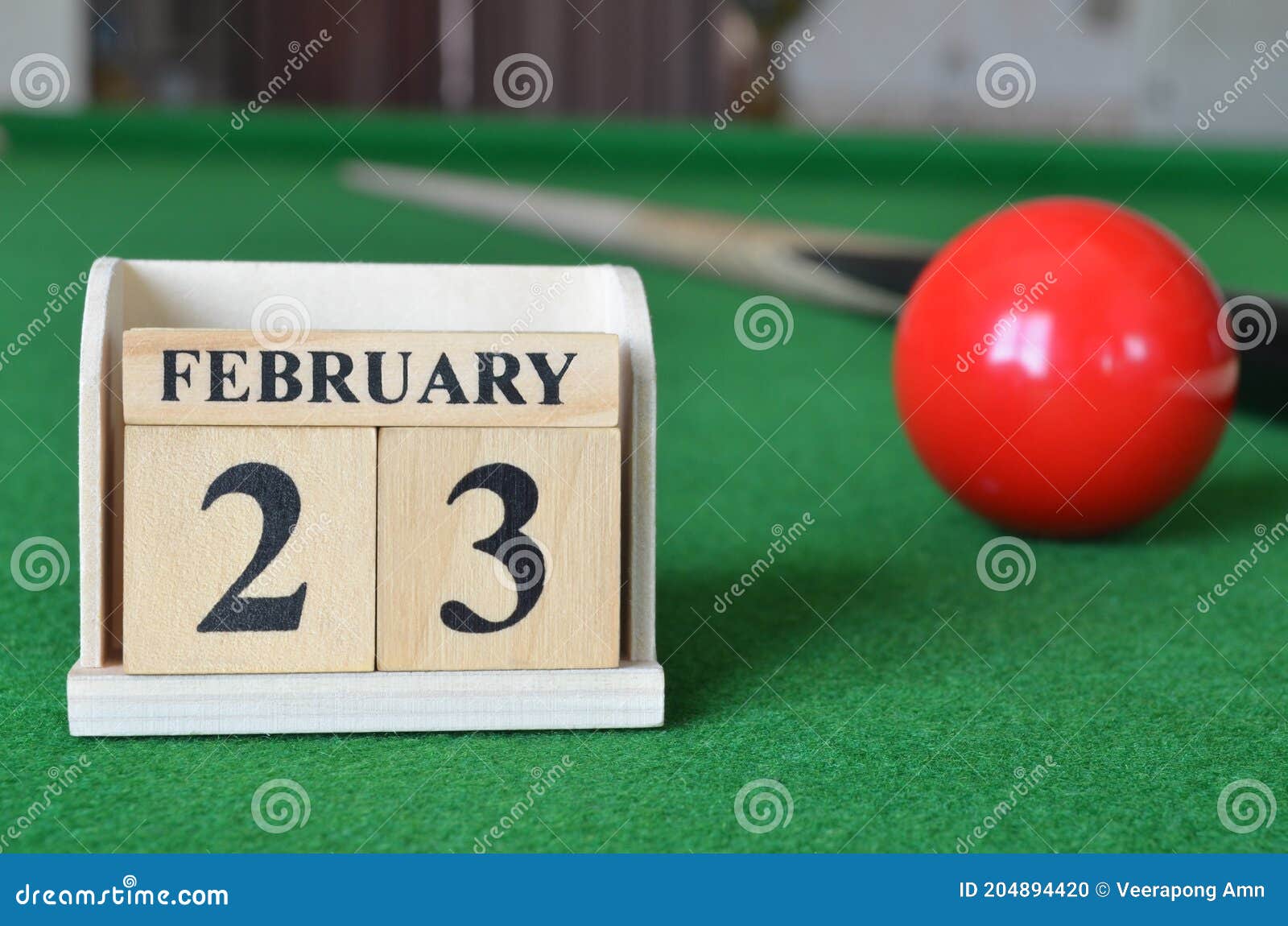 February 23, Number Cube on Snooker Table, Sport Background