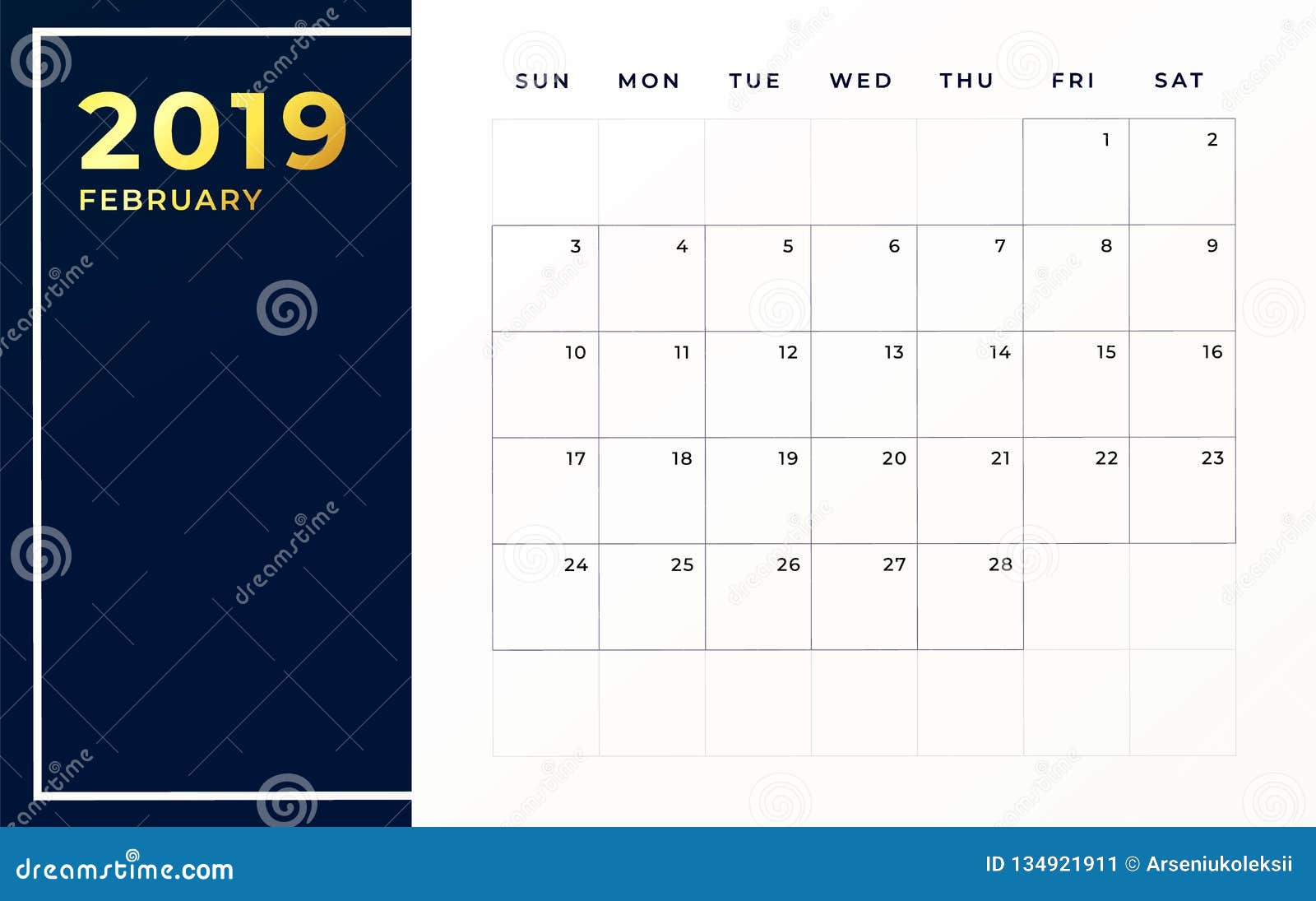 february 2019 schedule template. week starts on sunday empty calendar month