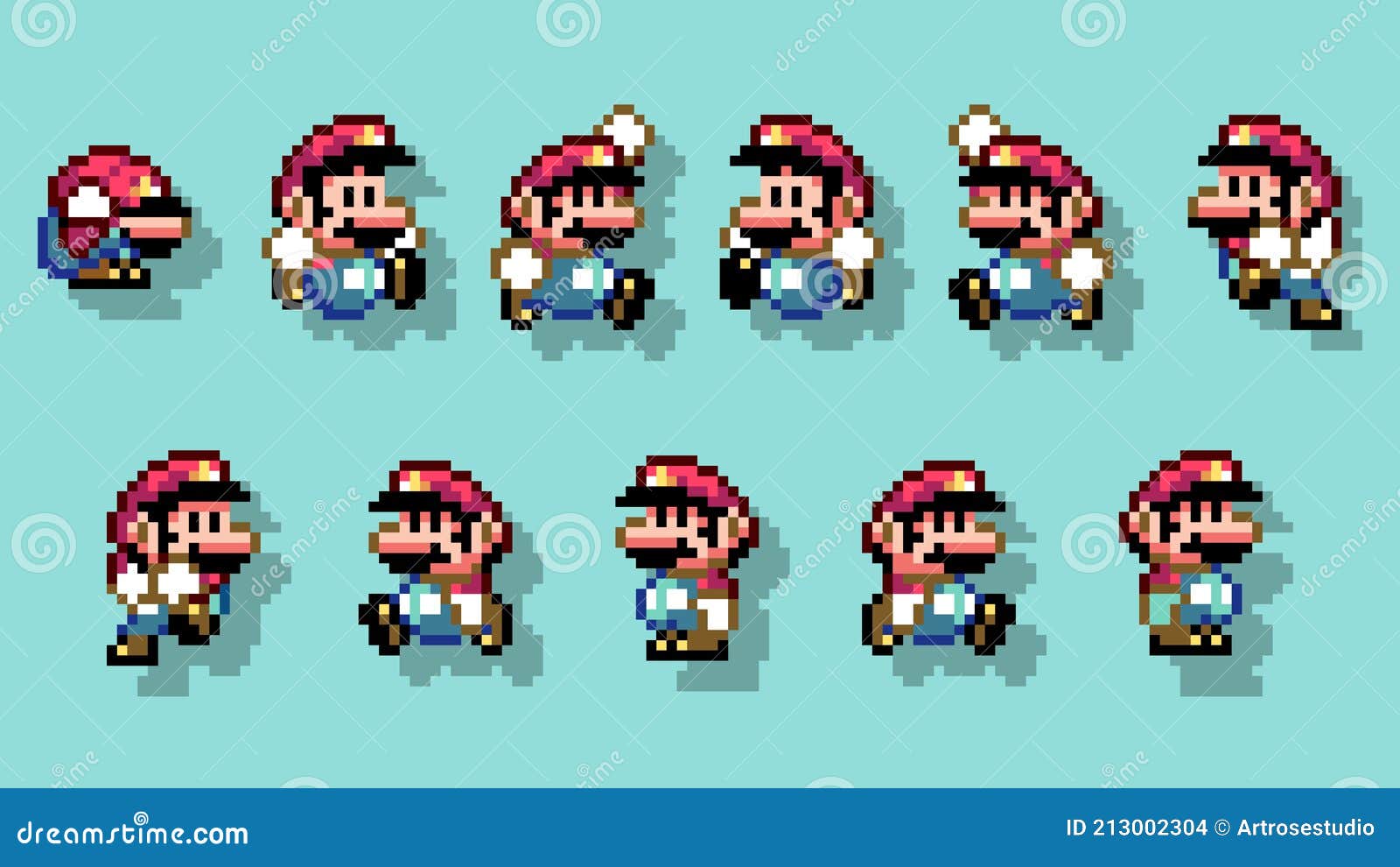 Set of Little Mario Moves, Art of Super Mario World Classic Video Game,  Pixel Design Vector Illustration Editorial Stock Image - Illustration of  motion, graphic: 213002304