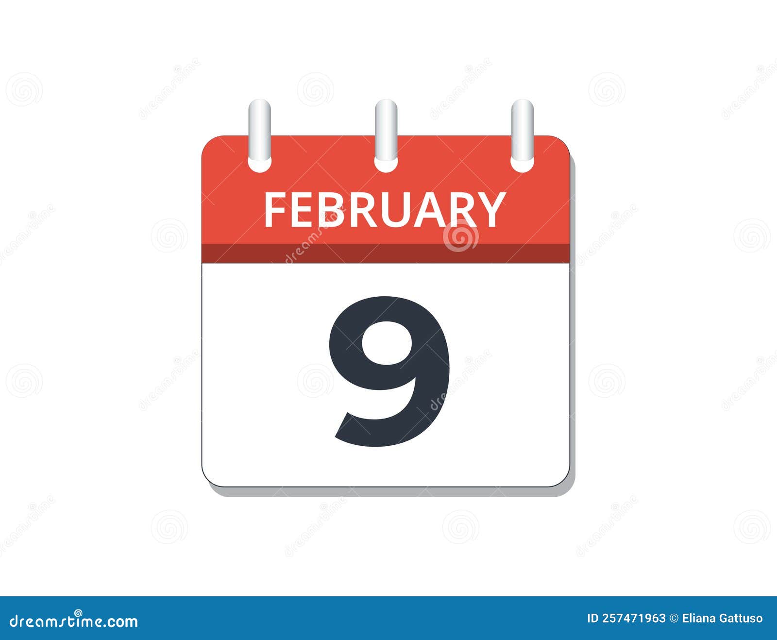 February, 9th Calendar Icon Vector, Concept of Schedule, Business and