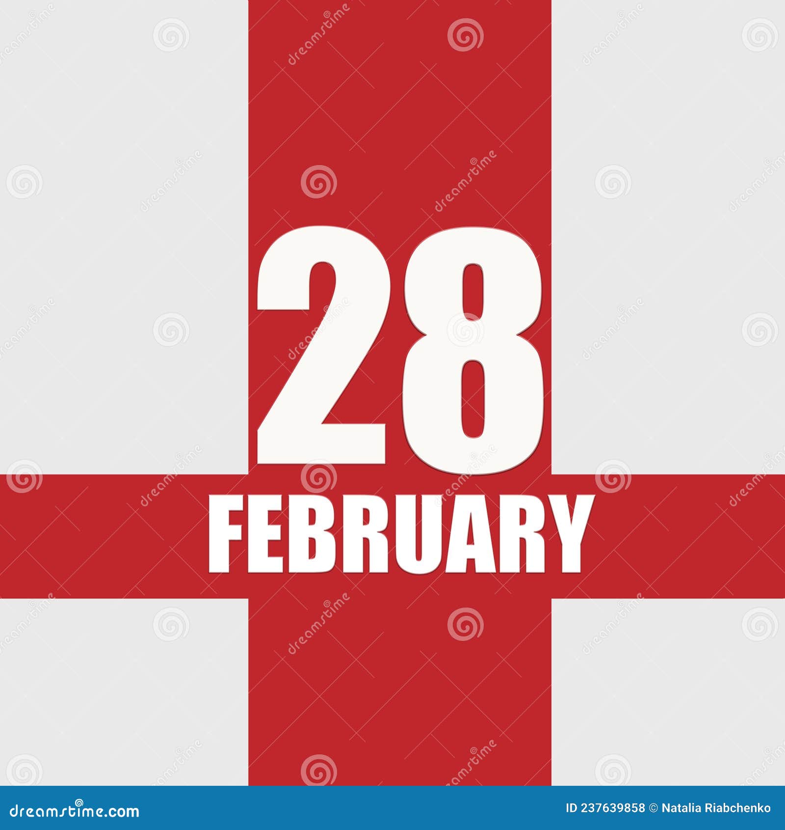 February 28. 28th Day of Month, Calendar Date.White Numbers and Text on