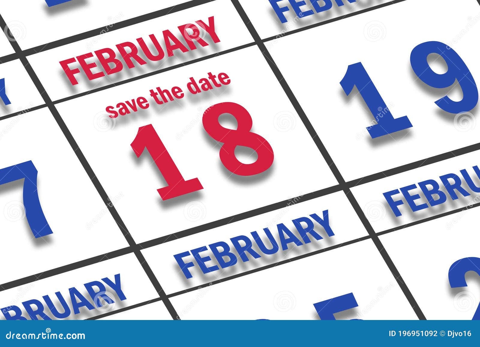 February 18th. Day 18 of Month, Date Marked Save the Date on a Calendar