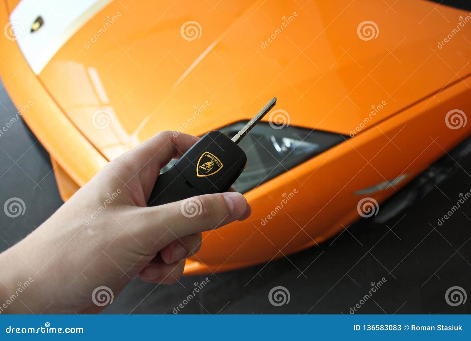 17 February 2011 Ukraine, Kiev. Man Holds the Key of Lamborghini Gallardo  LP550-2 Valentino Balboni Editorial Stock Photo - Image of engine, classic:  136583083
