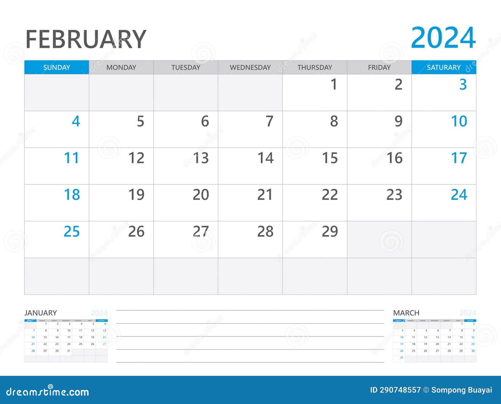 february 2024 year, calendar planner 2024 and set of 12 months, week start on sunday. desk calendar 2024 , simple and clean