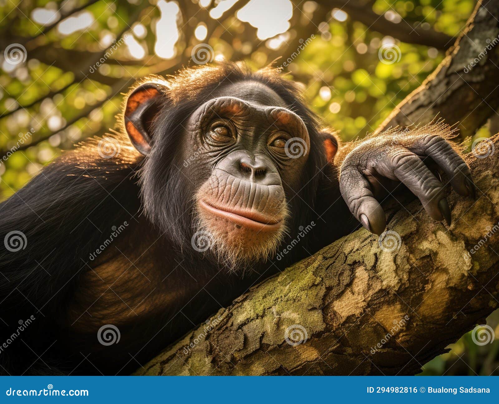 Macaco chimpanzé na selva retrato de um gorila generative ai