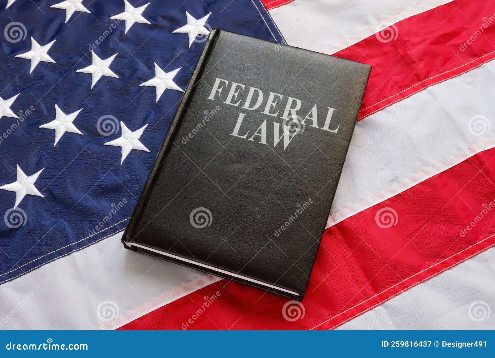 Federal Law Book is on the US Flag. Stock Image Image of decision