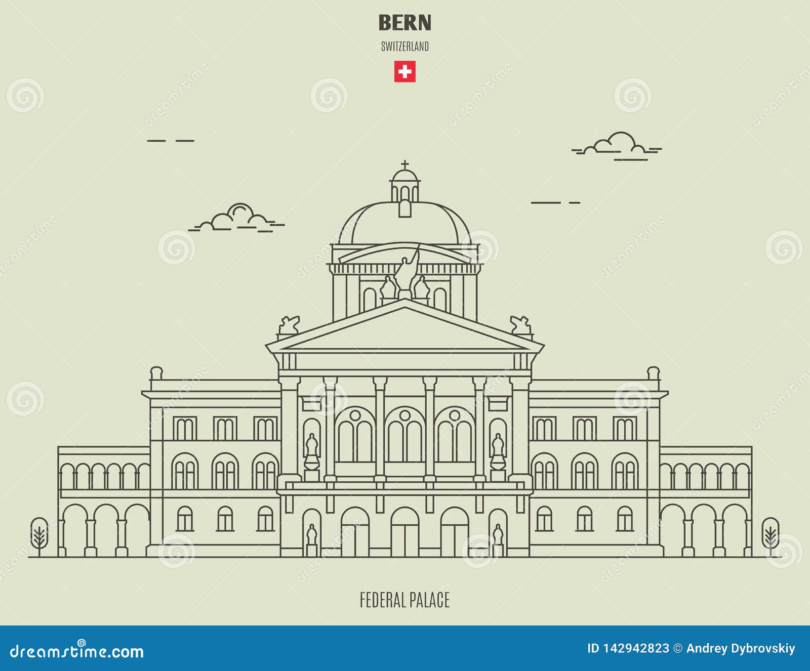 federal palace in bern, switzerland. landmark icon