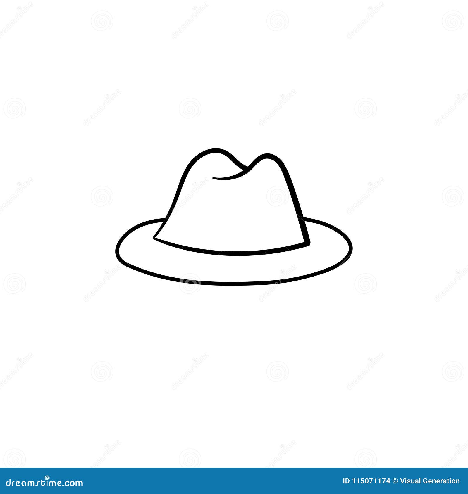 Fedora Hat Hand Drawn Sketch Icon. Stock Vector - Illustration of