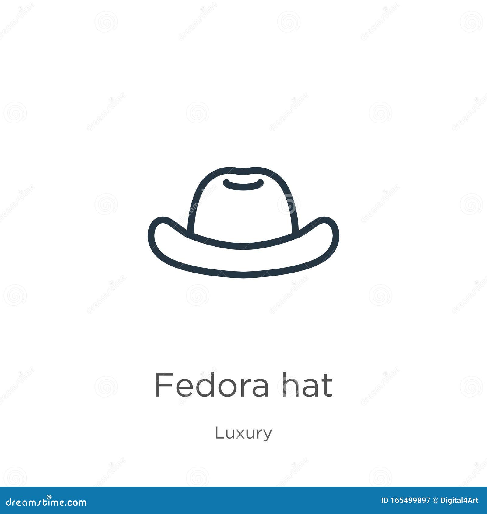 fedora hat icon. thin linear fedora hat outline icon  on white background from luxury collection. line  fedora hat