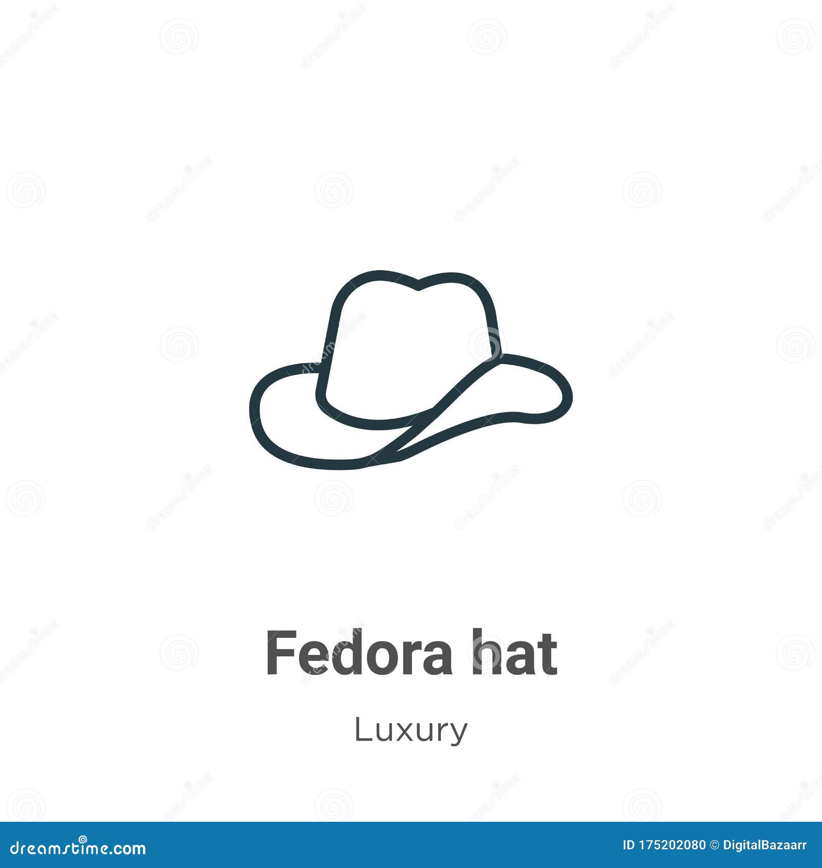 fedora hat outline  icon. thin line black fedora hat icon, flat  simple   from editable luxury