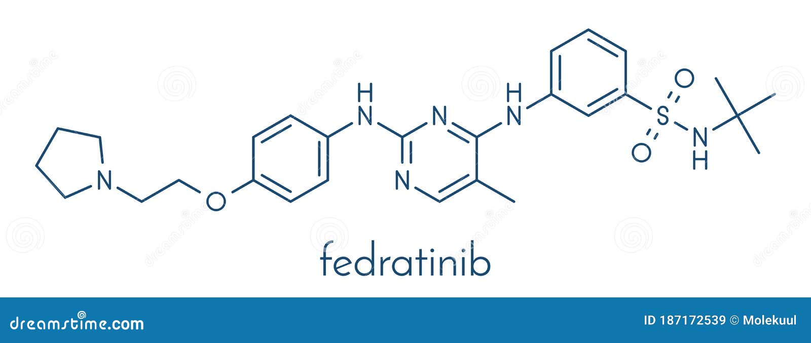 fedratinib cancer drug molecule. skeletal formula.