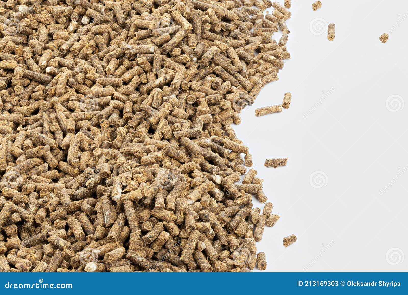 feed for livestock. pig feed pellets,feed  for hamster, rabbits or mouse on a white background