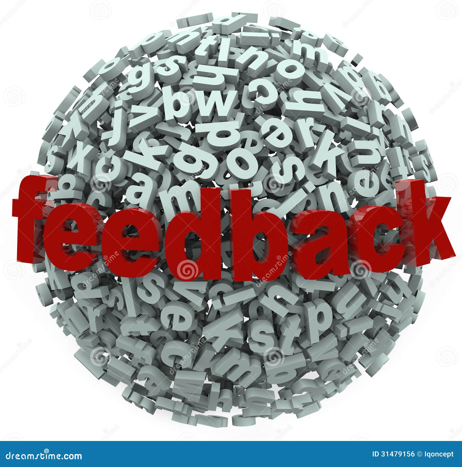 feedback 3d sphere letters input comments