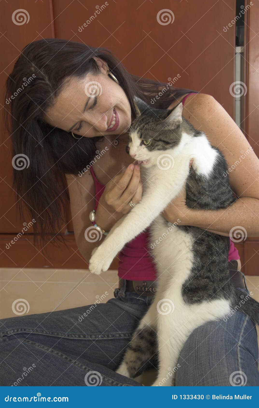Feeding my cat! stock photo. Image of hand, expression 1333430