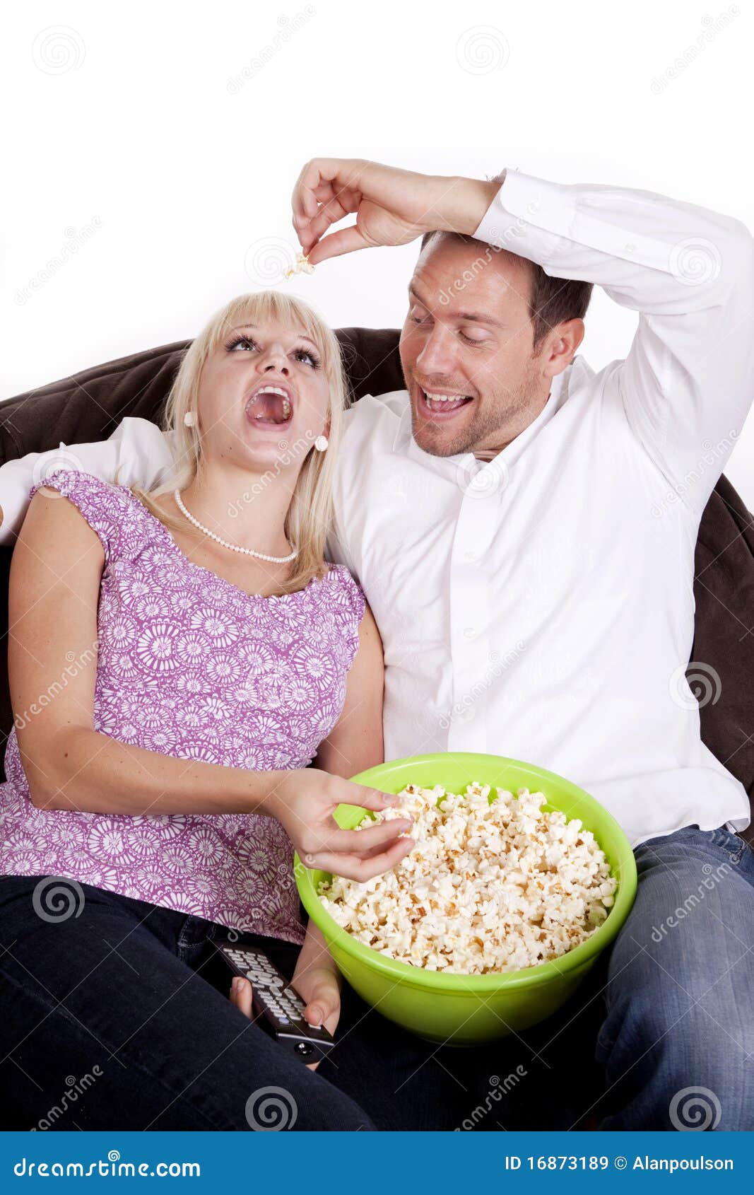 Feeding popcorn stock image. Image of home, cute, open 16873189