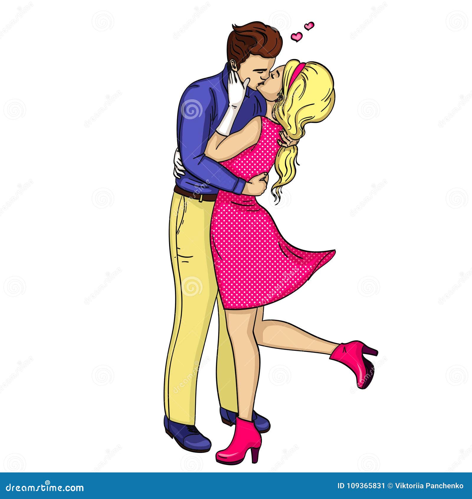 Feeling of Love. the Guy with the Girl Passionately Kisses. Object on a ...