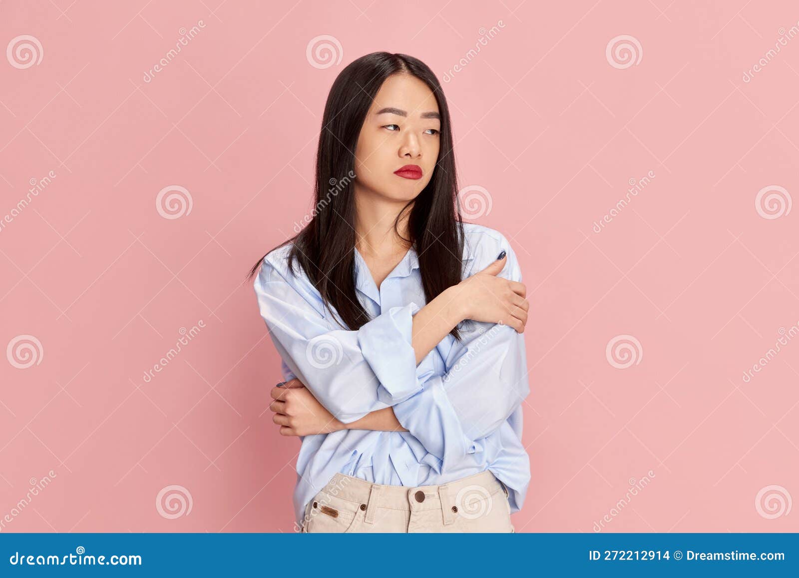 Feeling Tired. Portrait of Young Beautiful Girl in Casual Clothes ...