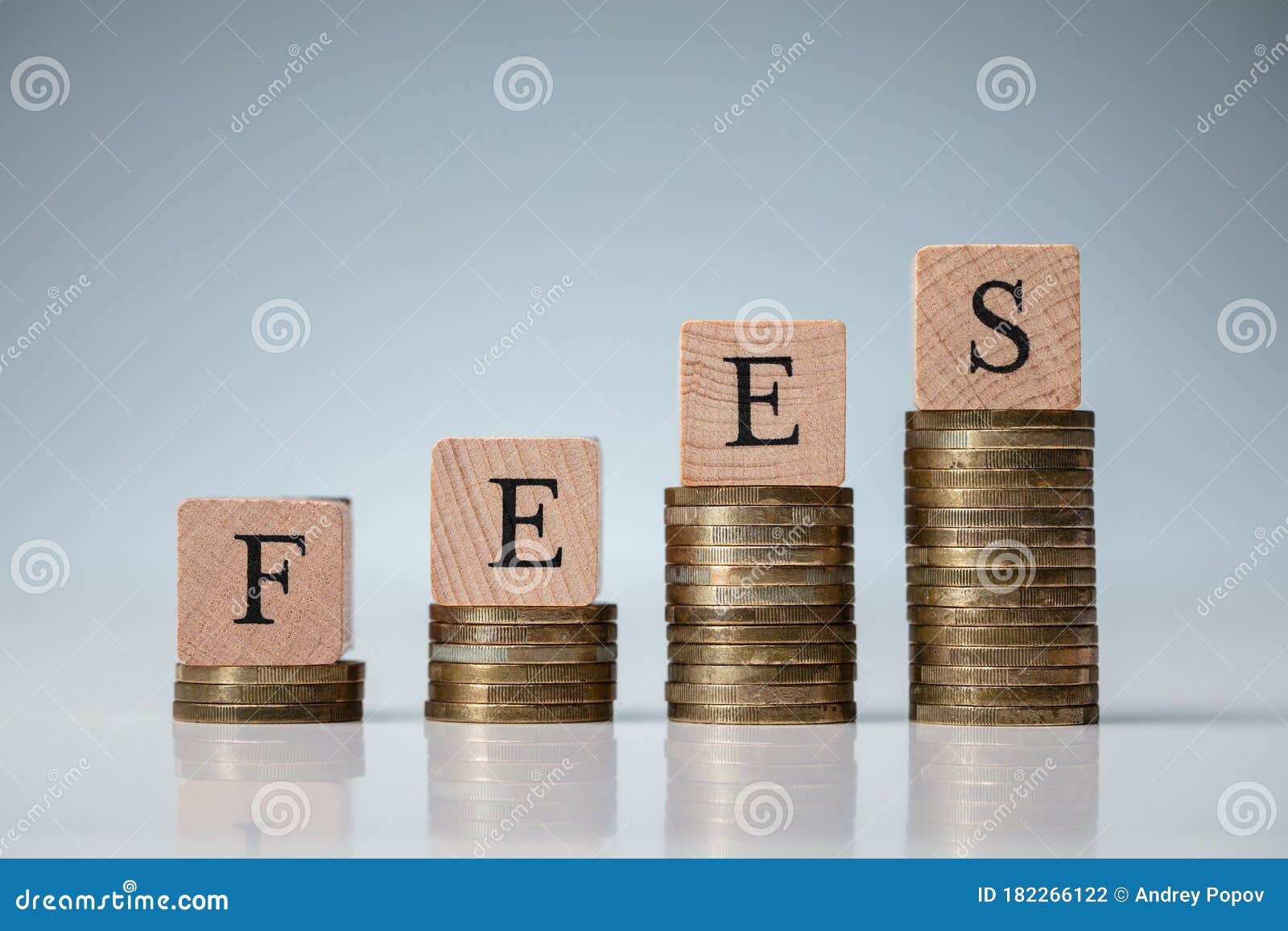Fees On Increasing Coins Stacks Stock Photo - Image of ...