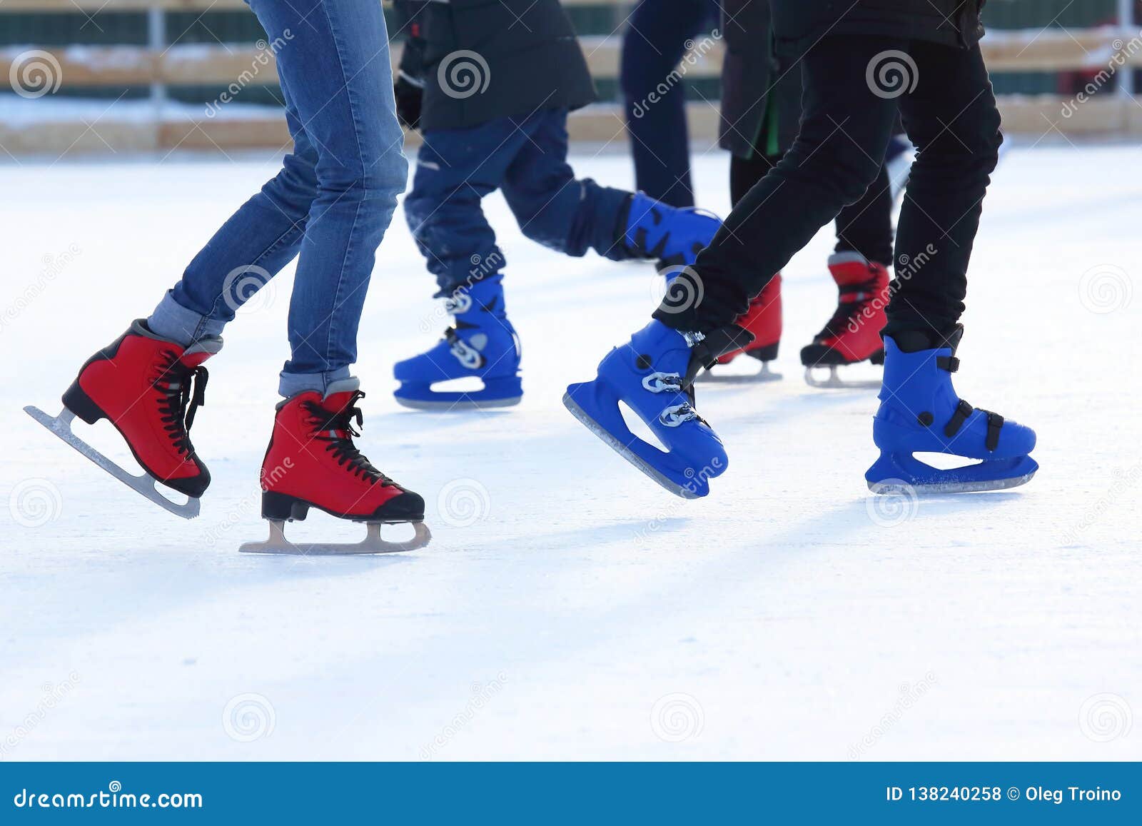 Feet of Different People Skating on the Ice Rink Stock Photo Image of
