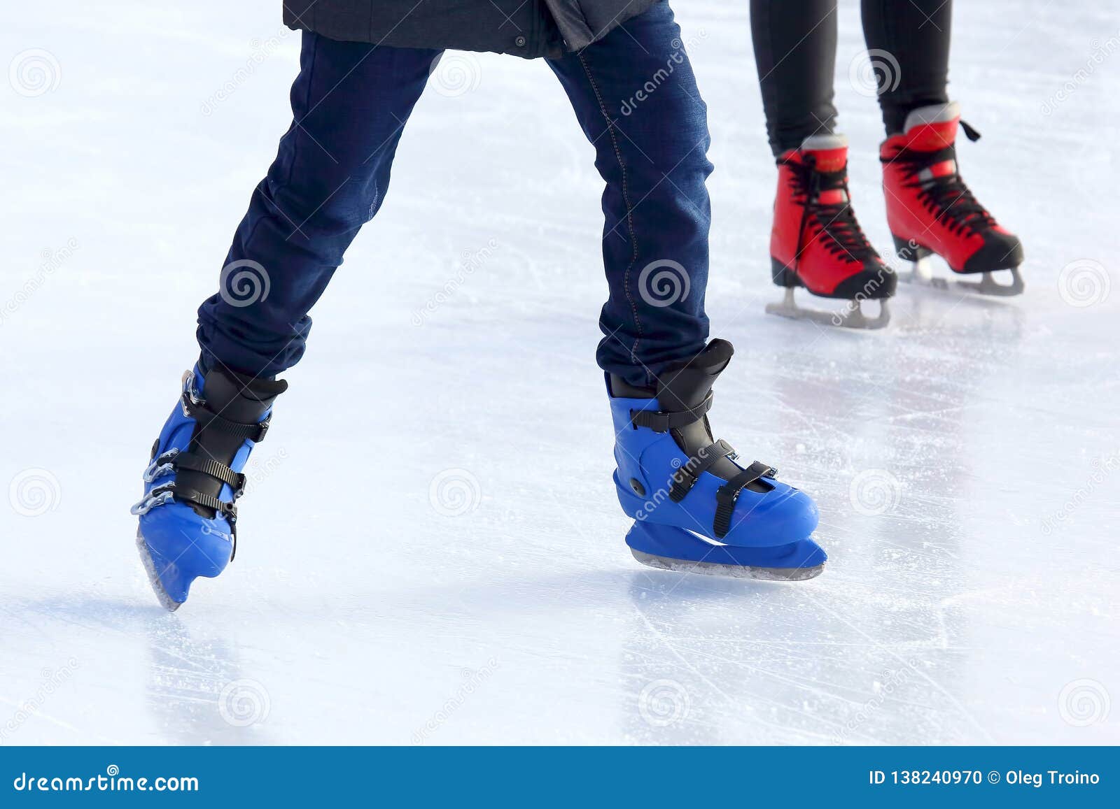Feet of Different People Skating on the Ice Rink Stock Photo Image of