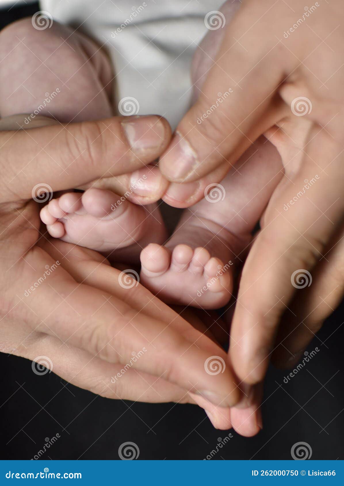 The Feet In The Palms, The Mother Holds The Feet Of Her Newborn Child